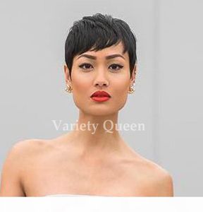 100 Brazilian Virgin Short Pixie Hair Wigs Human Hair Full Lace Front Bob Wig African Hair Cut Style None Lace Wigs9724893