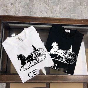 Celinnes T Shirt Designer T Shirt Luxury Fashion Womens New Early Spring New Carriage Round Neck For Men and Women Casual mångsidig kortärm