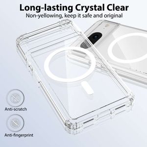 Finns i lager för Google Pixel 8 Samsung Transparent 2-i-1 magnetisk telefonfodral Magsafe Anti Drop Case