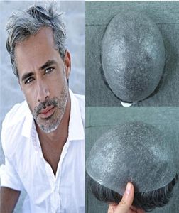 Capelli super sottili da uomo toupee grigio capelli ultra full pur v vos toupee parrucchiere per uomo sistema di sostituzione Capelli umani 8x10 pollici uomini hai8810050