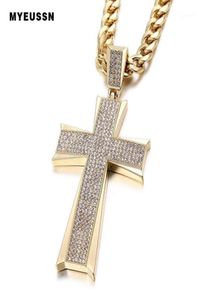 Hip Hop Jewelry Large Cross Pendant Iced Out Shining Crystal Fashion Bling Bling Cross Men Chain Necklace Necklace Jewelry12870967