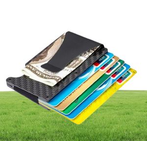 Włókno RFID Anti Thief Karta kredytowa Uchwyt karty kredytowej aluminium metalowy Minimalistyczny portfel Men Business Id Bank posiadacz karty Case Bag4156262