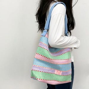 Borse a tracolla Youda Polyester Fabric Bag per donne Simple Mashion Striped Pattern Crossbody Casual Capacity Shopper Tote