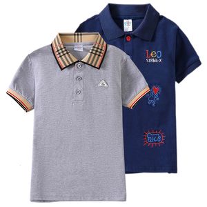 Baby Boys Summer Short Sleeve Polo Shirt 3-7t Dzieci Bawełniany jasnozielony kolor ubrania Dzieci Bawełniane szkolne koszule 240418