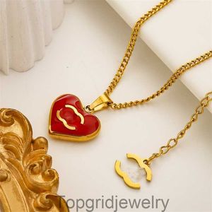 Berömd varumärkesdesigner hänge nacke 18k guldpläterad hjärtform hängande länk c bokstäver halsband för kvinnor flickor alla hjärtans dag mödrar dag smycken gåvor