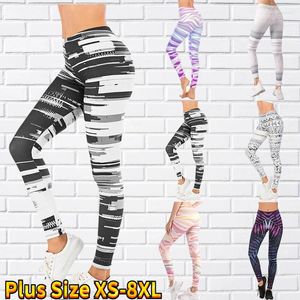 Calça feminina ioga calça de ioga Multicolor Stripe Printing Fitness Sports XS-8XL