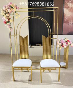 Party Decoration Wedding Chair Floral Frame Shinny Gold Metal Large Fancy Backdrop Wedding& Arch