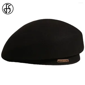 Berets FS 2024 шерстяные шерсти шляпы Beret Painter для женщин Мода Шорт Брим Миллин Пик