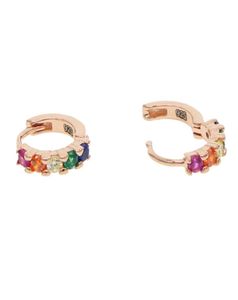 Whole rainbow cz hoop earring rose gold plated 925 sterling silver fashion trendy minimal delicate jewelry cute design5903624