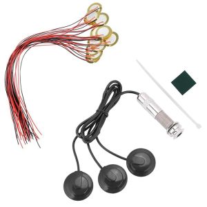 Cables Guitar Pickup 3X Piezo Pickup Transducer With 15Pcs 27Mm Piezo Discs With Leads Mic Drum Trigger Acoustic Pickup