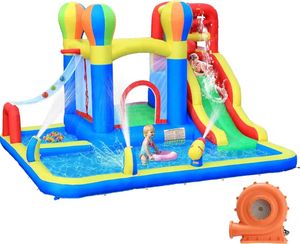 Baralir Inflatable Bounce House with Water Slide and Large Splash Pool Bouncy Water Park with Surprise Dump Bucket Water 240403