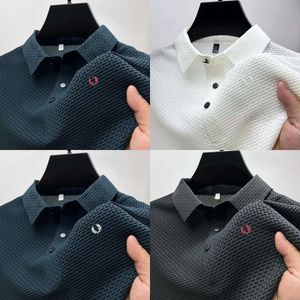 Polos Men's Embroidery High-end High-quality Knitted Cool Polo Shirt Summer Casual Collar Rib Breathable Top Short Sleeved T-shir