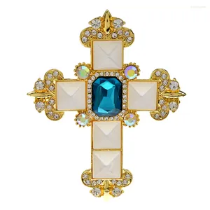 Brooches CINDY XIANG Arrival Crystal Cross For Women 4 Colors Available Baroque Fashion Pin Spring Coat Accessories Gift