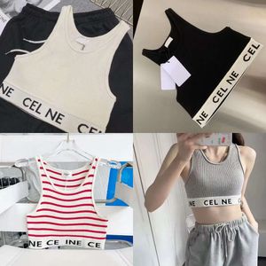 Womens Designer Tank T Summer Women Tops Tees Crop Embroidery Sexy Off Shoulder Black Casual Sleeveless Backless Top Shirts Solid Stripe Color Vest ops ees op