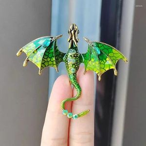 Broschen Retro Emaille Drache für Frauen Männer 6-Farben Strass fliegende Legand Animal Party Büro Brosche Pins Geschenk Mode Schmuck Schmuck