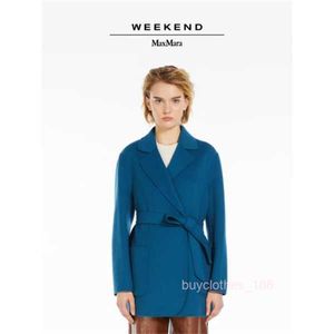 Women's Coat Cashmere Coat Designer Fashion Coat Weekend Max Maras 2024 Spring/Summer New Product Womens Silhouette Wool Blended Short Coat Indigo