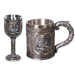 Kubki Medieval Templlar Crusader Knight Mug Suit of Armour The Cross Bein Tankard Coffee Cup221g