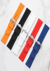 Assistir bandas 20mm 21mm 22mm 23mm 24mm 26mm 28mm preto laranja vermelho azul branco Branco de borracha de silicone Substitua para a marca Brand Watchband6896394