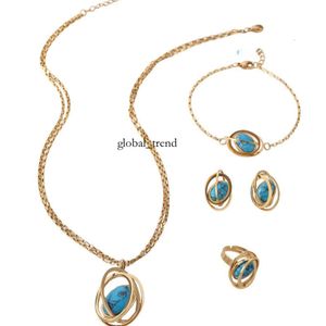 Jóias de venda a quente de colar Cross na Europa e América, colar de planeta azul de ponta, pulseira de moldura de metal feminina, bracelete de luxo de joias de brinco 197 653
