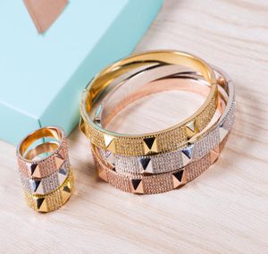 2020 Serie pierścieni i bransoletki Dekoracje żeńskie kwadratowe paznokcie czterogwiazdkowa bransoletka twórcza bransoletka diamentowa miłość Bangle8877042