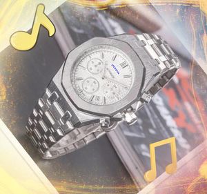 Auomatisk rörelse Set Auger Racing Watches Men Quartz Chronograph Clock Date Time Time Calendar Retro Diamonds Ring Armband Full Function Stopwatch armbandsur