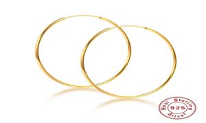 Canner Real 925 Orecchini in argento sterling per Women Circle Hoops Corea Pendientes Gold Gioielli 12mm spesso 50mm 2201083472908