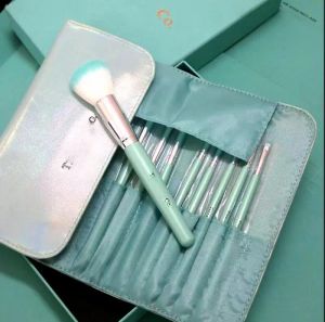 Forniture Designer Blue Makeup Brush Lettera Logo Strumento per trucco per trucco per trucco da 12 PC con borsa regalo Girl Girl Girl's Day Birthday GIF GIF