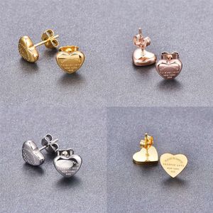 Stainless Quality Steel Women Designer Stud High Polished Style Simple Heart-shaped Couple Earrings for Lady Party Wedding Hoop Wholesale