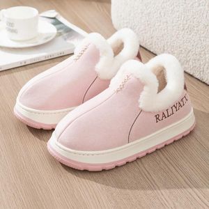 Slippers Women's Winter Warm Shoes Men's Plush House Couples Non-slip Ankle Snow Boots Comfortable Fuzzy Home Cotton Slipper