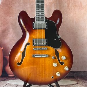 Chitarra superiore arcuata semi-hollow corpo doppio foro suono tie down sunset 335