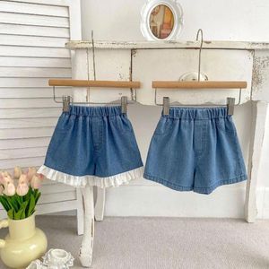 Shorts Summer Girl Children Sunging Lace Denim Boy Baby Solid Shor Short Jeans Cotton Fashion Pants Mid Mini