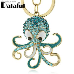 Keychains Bedanyards Dalaful fofo Octopus Keychain Tecloring Crystal Ocean Animal Bolsa Bolsa Bolsa Soldador de Cadeia Pingente para CAR Women K377 Y240417