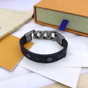 Pulseira de designer de jóias de luxo para homens abrindo mulheres pulseiras ves elegantes marca de couro marrom pulseiras com letras de flores