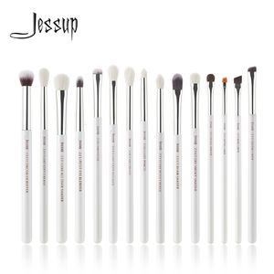 Jessup Professional Makeup Brushs Set 15pcs Make Up Brush Pearl White/Silver Tools Комплект для глазных шейдеров натуральные синтетические волосы 240418