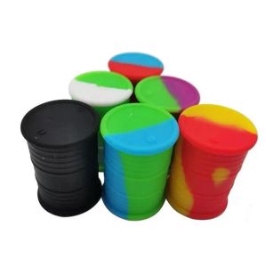 silicone oil barrel container jars dab wax vaporizer rubber drum shape containers 11ml silicon dry herb dabber tool concentrate storage LL