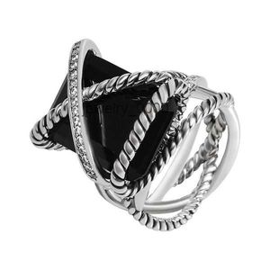 dy twisted with Box Band Rings Designerファッションジュエリー男性用ファッションジュエリー