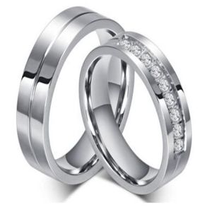 خاتم الزواج 6MM 316L من الفولاذ المقاوم للصدأ زوجين حلقات حلقات رنين للنساء للنساء يحبون الفولاذ المقاوم للصدأ CZ JOLDELRY6314721
