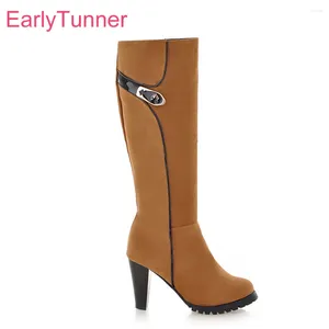 Brand Brand Winter Exército Verde Red Mulheres Vestido Knee High Lady Lady Shoes Sapike Spike EA18 Plus Big Size 43 10