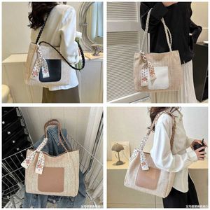 Ladies Beach Bags Large Evening Capacity Bag for Women's Trendy Woven Shoulder Summer Fashion Grass Casual Totes