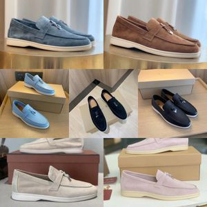 Designer Loro Piano Shoes For Men Summer Walk Loafers Women Mens Läder loafers casual skor utomhus löpare sneaker svart brun blå röd