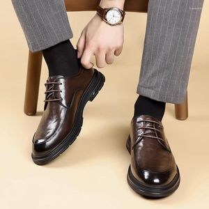 Casual Shoes High Quality Men's Business British Leather Work Fashionable Korean Version Gentleman Lace Up