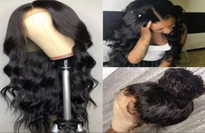 Malaysia Body Wave Wigs 44 spetsstängning peruk 100 mänskliga hår peruker remy spets peruk före plockad hårfäste för svarta kvinnor4714795