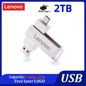 Cartas Lenovo USB 3.0 Tipo C para USB Drive flash 2TB Pen Drive 128GB ~ 2TB 2 em 1 USB Memory Stick Flash Disk TypeC Pendrive para PC