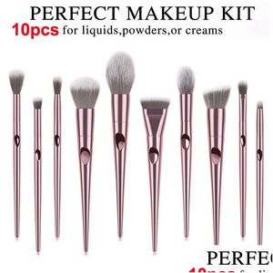 Makeup Borstes Wet and Wild Set 10st Rose Gold Brush Eyeshadow Powder Contour Kits Beauty Cosmetics Tools Foundation Drop Delivery He Dhg6p