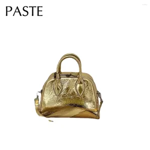 Bolsas de ombro moda moda eleglish dourl prata cor prata boston toute pequena tamanho médio de couro de couro gulmão saco de alta classe