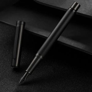 Hongdian Black Forest Metal Fundain Penna nera EF/F/Bent Pinting Bellissimo albero Texture Ink Penna per Business Office 240417