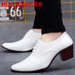 Casual Shoes Huajuaner Classic High Heel Men Leather Mens Wedding Groom Luxury Fashion Designer Oxfords Black White