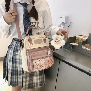 学校の袋Y2K韓国日本kawaii ita bag canvesかわいい女の子透明なポケット美的肩クロスボディ女性ファッションバックパック