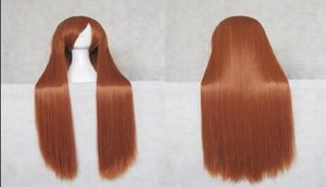 Mode ny anime cosplay 100 cm långt rakt hår orange wig4108605