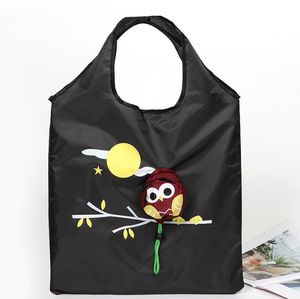 Eco Animal Owl Saco de compras dobrável Bolsa de ombro reutilizável Mulheres Mulheres Bolsas de Mercearia portáteis Organizador da sacola de armazenamento